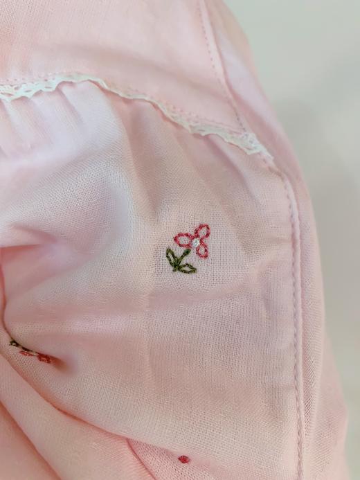 松植屋【沙宛】圆领开门襟长袖长裤套装女款100%棉 双层纱小花刺绣睡衣家居服 商品图6