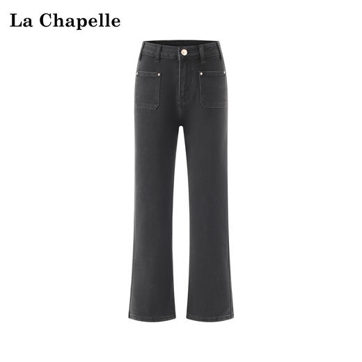 会员福利【小个子天菜】拉夏贝尔/La Chapelle高腰显瘦直筒烟管裤小个子牛仔裤秋季新款百搭九分裤 商品图8