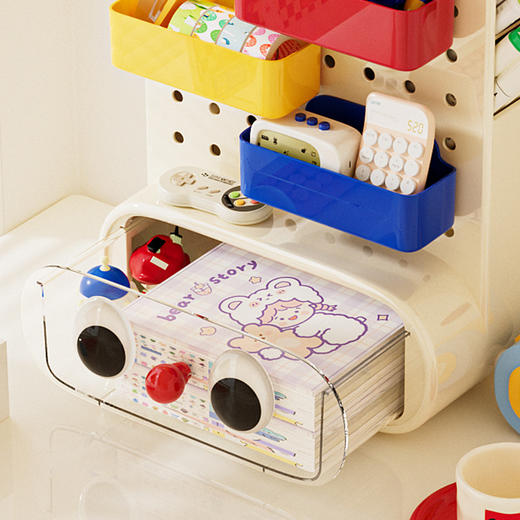 桌面收纳盒洞洞板抽屉式学生文具笔筒办公桌工位置物架立式收纳架 商品图1