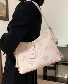 驴家  CarryAll PM 可调节肩带拉链开合  压花粒面皮革   手提单肩包  白粉色（CB）