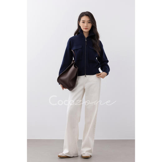 COCO ZONE 刘一一 立领拉链羊毛针织开衫时尚 CD2A1905 商品图1