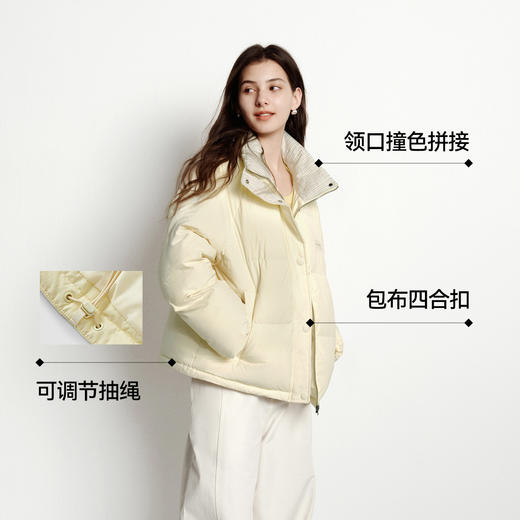 森马羽绒服女肌理拼接条纹学院风2025冬新款立领宽松插肩袖面包服 商品图4