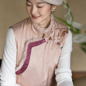 牧衣游原创 丝棉手工刺绣马夹冬季新款蓬松保暖复民族风开衫 山玥