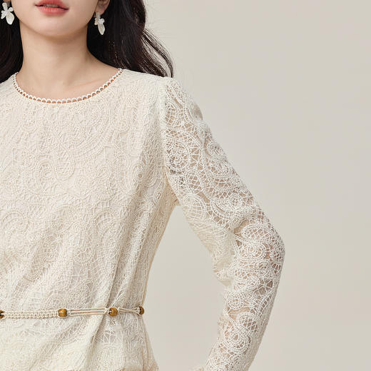 【10/1新品】熙世界优雅气质白月光穿搭套装女秋季法式蕾丝衫天丝半身裙两件套 商品图4