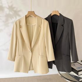 「自」全新升级【铂金会员275/天猫369/差价94】(92857)洛诗琳休闲七分袖西装外套2025秋季高级感通勤百搭外套女