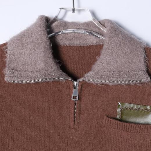 72392SDSA秋冬新款痞帅男装韩版口袋撞色半拉链翻领针织衫毛衣百搭 商品图1