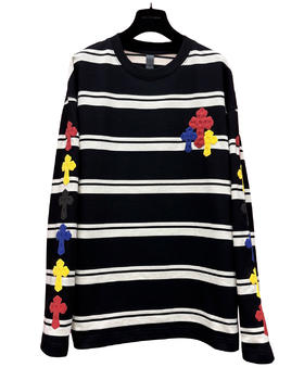 中性款条纹长袖T恤C01