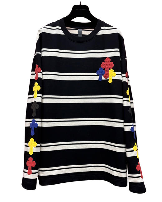 中性款条纹长袖T恤C01 商品图0