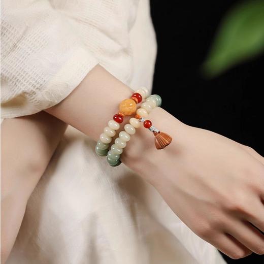 东方美意‼️【菩提根·奶油莲蓬双圈手串】显白百搭 叠戴层次感 印尼进口菩提根 手工精磨 高油高密 精修孔道 赠收纳袋 商品图1