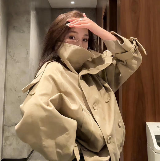 ac家复古短款风衣外套90103 商品图2