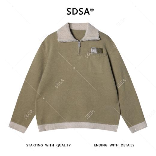 72392SDSA秋冬新款痞帅男装韩版口袋撞色半拉链翻领针织衫毛衣百搭 商品图1