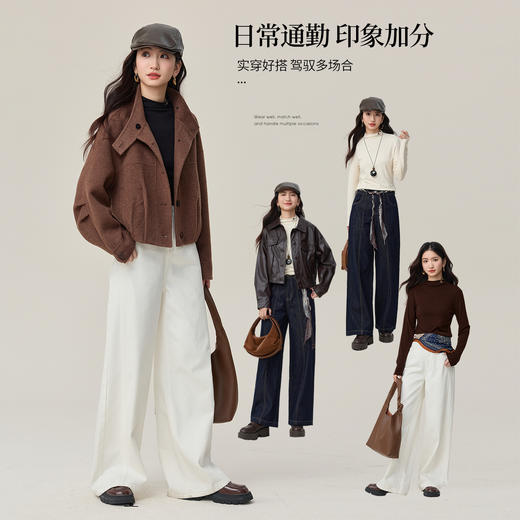 【年终特卖】熙世界玻尿酸半高领T恤打底衫女秋冬新款正肩显瘦内搭针织肌底衣 商品图2