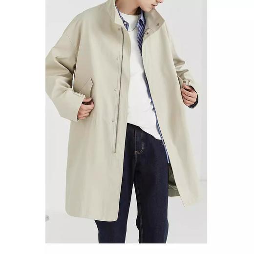 预售秋季新品 2025秋季设计感立领中长款风衣男士薄款派克服韩版宽松外套 商品图0