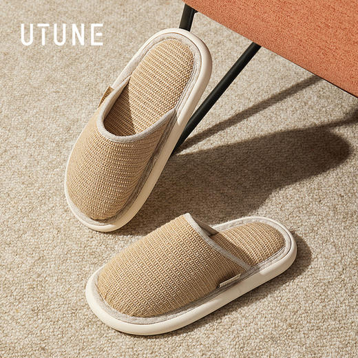 优调  黄麻包头拖鞋 SXT1442  透气黄麻材质，舒适不闷脚，上脚重量轻、回弹不易塌，弹性EVA鞋底，久穿舒适 四季可穿 商品图5