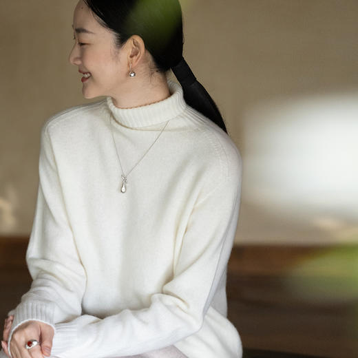 牧衣游原创 花纱羊毛套头衫细腻软糯蓬松百搭简约高领毛衣 北风起 商品图0
