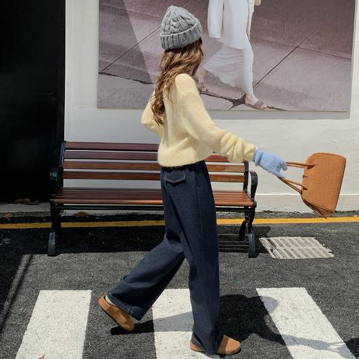 【超模君精选】LUOQIQI绵羊毛牛仔弯刀裤 羊毛牛仔面料柔软舒适又保暖 微弯刀裤型显瘦遮肉 款式时尚百搭不挑人 商品图12