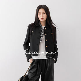 COCO ZONE 刘一一 CD外套2025早秋新款羊毛混纺单排扣长袖短外套CD2A1398