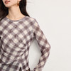 【10/1新品】熙世界可露丽风格纹T恤女长袖秋季设计感不规则收腰网纱打底上衣 商品缩略图3
