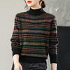 CC 25348复古条纹针织衫漂亮减龄上衣半高领宽松大码 商品缩略图2