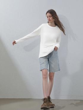 RM714#侧边小开衩圆领长袖T