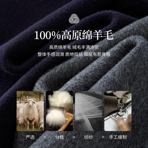 【10/1新品】熙世界【雪域高原100绵羊毛】双面呢大衣女秋冬高级长款毛呢外套 商品图2