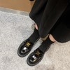 【凯旋门乐福鞋】2025全新厚底英伦风凯旋门小皮鞋女增高黑色一脚蹬圆头加绒单鞋 商品缩略图2