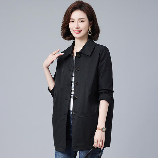 韩版中长款风衣外套外衣加肥加大码中老年妈妈女装 商品图3