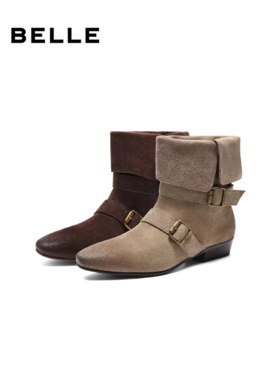 BF楼百丽复古显瘦时装靴子女2025冬新商场同款西部中筒靴BFB62DS5