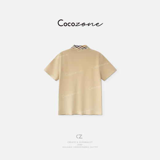 COCO ZONE 刘一一  ”老钱polo“格纹领口简约T恤 CD2A1675 商品图1
