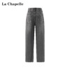 拉夏贝尔/La Chapelle秋季新款复古美式高级灰哈伦裤高腰松紧宽松牛仔裤 商品缩略图1