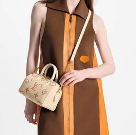 驴家  Speedy 系列20 可拆卸可调节肩带  压纹牛皮  手提斜挎包  奶油白（CB）