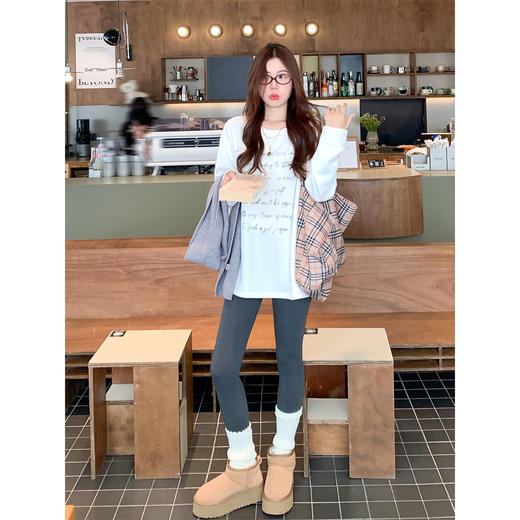 <曾小咸推荐>3.18现货秒杀 ！微信超特价！加绒印花设计长袖T恤 日常119.99 立减50 秒杀69.99！！ 商品图1