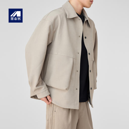 墨麦客男装简约通勤夹克男2025春新款立体口袋拼接男士外套81285 商品图0