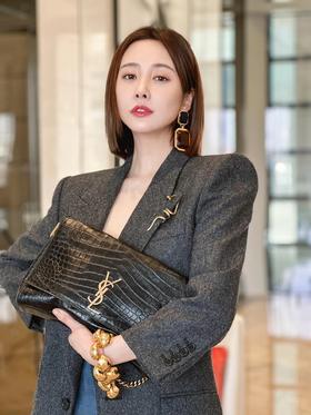 圣罗兰-双面Kate中号软鳄鱼纹小牛皮，撞色麂皮内里（HH）