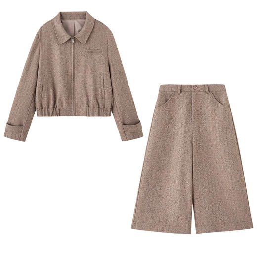 QYZ F10轻熟风翻领外套阔腿裤套装女2025春秋季新款气质显瘦高级感两件套 商品图4