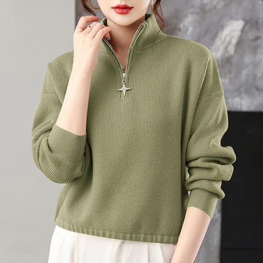 CC 25338卫衣短款宽松半拉链上衣高级感 商品图0