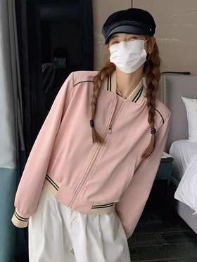 【秋新品】剪标款-粉色棒球休闲外套-喜出