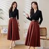 XRZ5235高端精致洋气撞色拼接连衣裙女2024年春秋新款收腰显瘦百搭长裙子 商品缩略图1