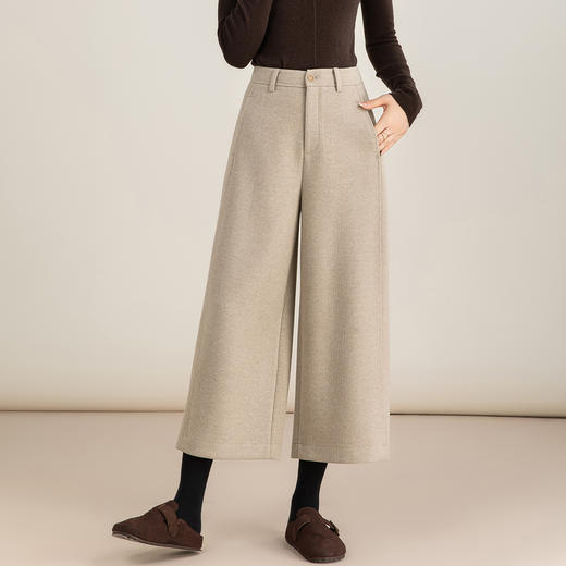 「高货xg」全新升级【铂金会员174/天猫229/差价55】(02421)洛诗琳蚕丝羊毛直筒八分裤2025冬季百搭休闲高腰阔腿裤女 商品图1