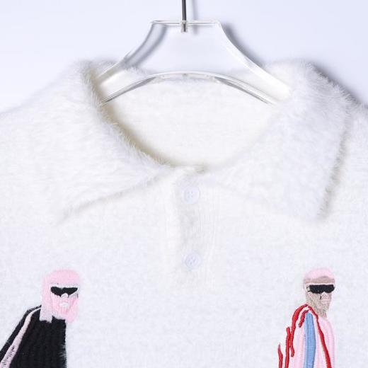 81039SDSA男士秋冬新款痞帅男装复古毛衣抽象刺绣人物翻领针织衫百搭 商品图2