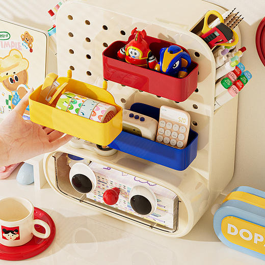 桌面收纳盒洞洞板抽屉式学生文具笔筒办公桌工位置物架立式收纳架 商品图2