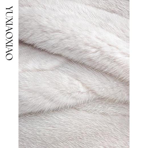 余潇潇【倾世月光】气质丹麦水貂重工弧形全抽刀染色圆领皮草外套 商品图2