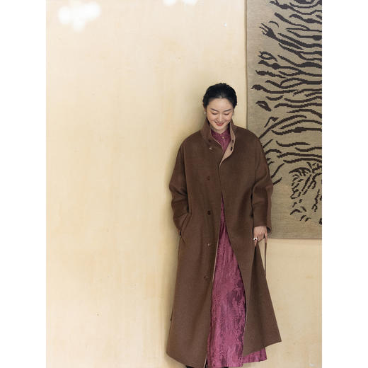 牧衣游原创 29姆米重磅丝麻提花连衣裙冬季新款宽松文艺长裙 衣然 商品图3