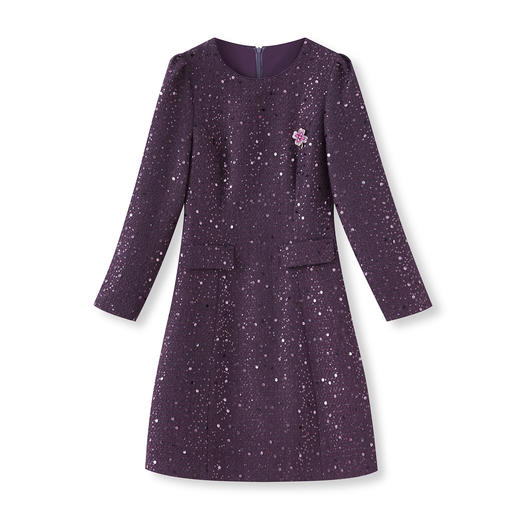 「高货wl」全新升级【铂金会员367/天猫499/差价132】(14818)洛诗琳重工亮片粗花呢连衣裙2025秋季法式优雅小香风A字裙 商品图4