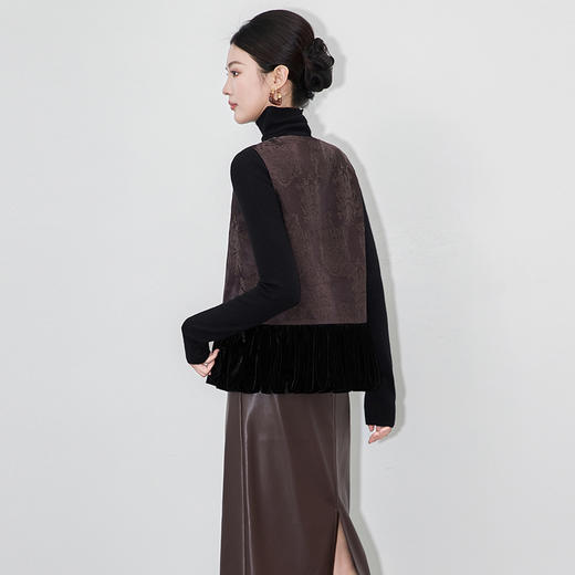 「高货wl」全新升级【铂金会员330/天猫439/差价109】(15459)洛诗琳新中式提花拼接丝绒马甲2025秋季衣显瘦国风上衣 商品图2
