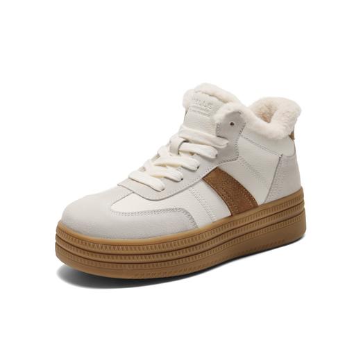 BF楼百丽加绒保暖高帮板鞋子女冬季新款厚底增高毛毛休闲棉鞋E5T1DDD5 商品图1