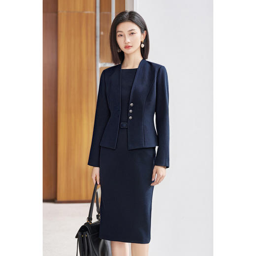 【设计感西服收腰背心裙两件套】秋季职业通勤气质套装4864 商品图2