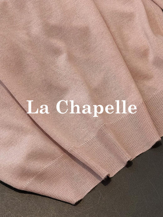 专柜实拍【绵羊毛/高质感】拉夏贝尔/La Chapelle设计感抽绳系带针织衫女秋季新款撞色V领长袖上衣 商品图6