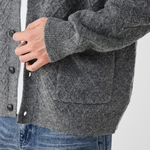 墨麦客日系格纹针织外套男2025春季新款纯色立领男士针织衫21979. 商品图2