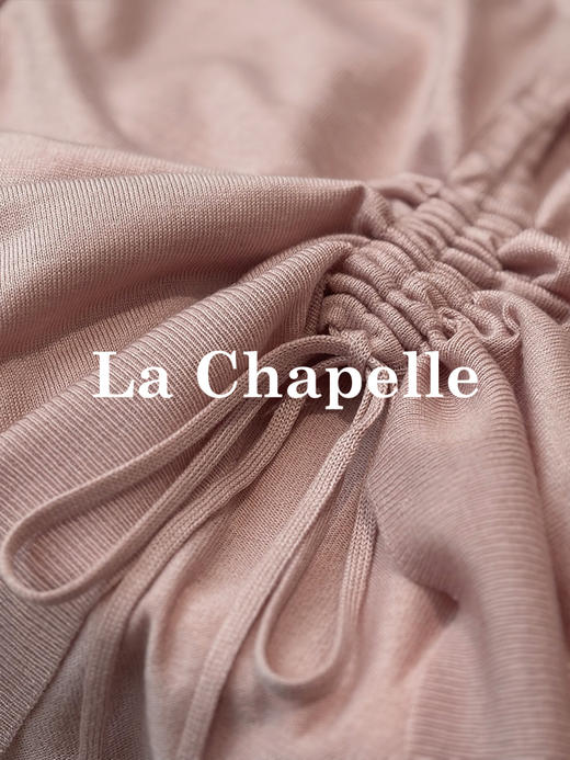 专柜实拍【绵羊毛/高质感】拉夏贝尔/La Chapelle设计感抽绳系带针织衫女秋季新款撞色V领长袖上衣 商品图5